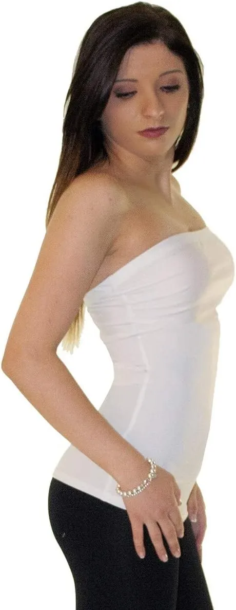 -Made in USA- Strapless Camisole Compression Top Body Shaper Bandeau Shapewear with Slimming Tummy Control