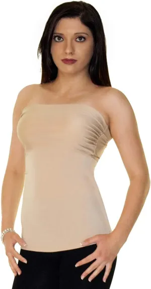-Made in USA- Strapless Camisole Compression Top Body Shaper Bandeau Shapewear with Slimming Tummy Control