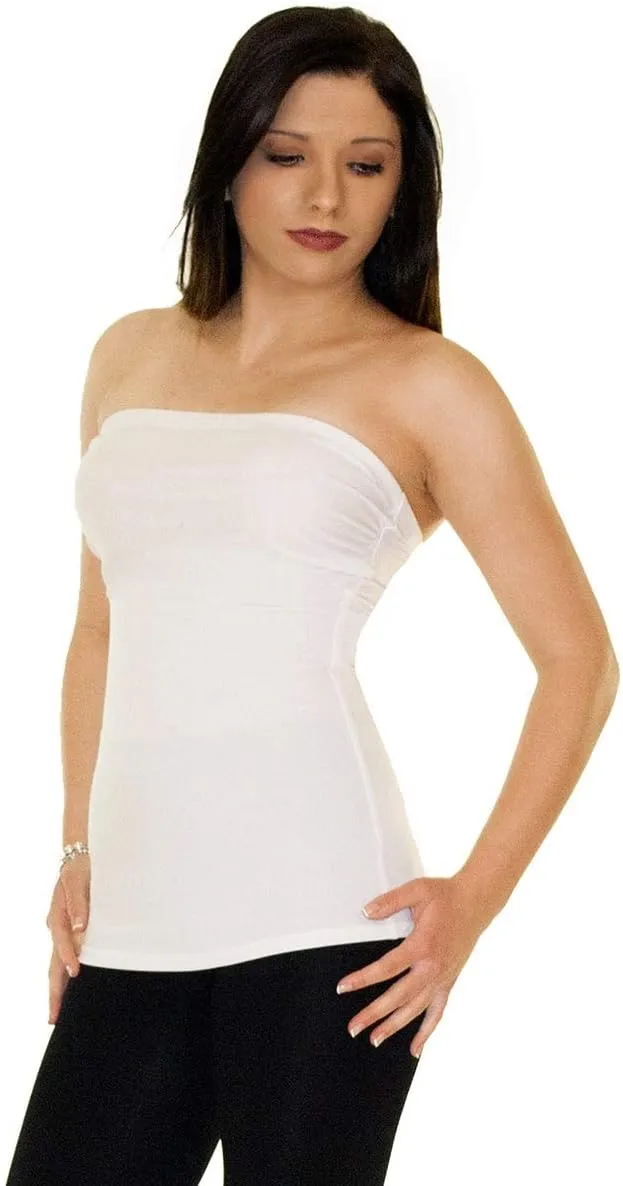 -Made in USA- Strapless Camisole Compression Top Body Shaper Bandeau Shapewear with Slimming Tummy Control