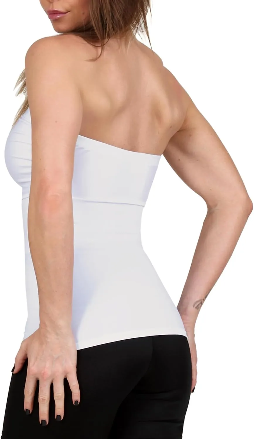 -Made in USA- Strapless Camisole Compression Top Body Shaper Bandeau Shapewear with Slimming Tummy Control