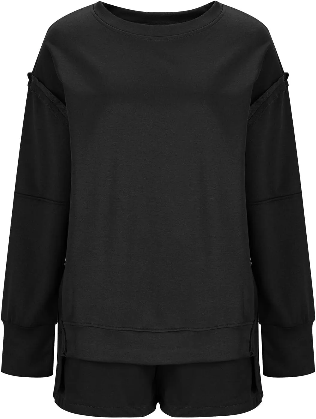 2 Piece Outfits For Women Oversized Crew Neck Sweatshirts And Shorts Tracksuit Set Casual Fall Sweatsuit Lounge Sets