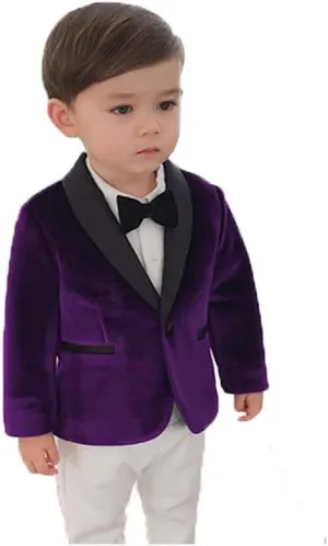 2024 Little Boy Velvet Toddler Blazers for Boy Children Kids Shawl Lapel Jacket STTZJK001