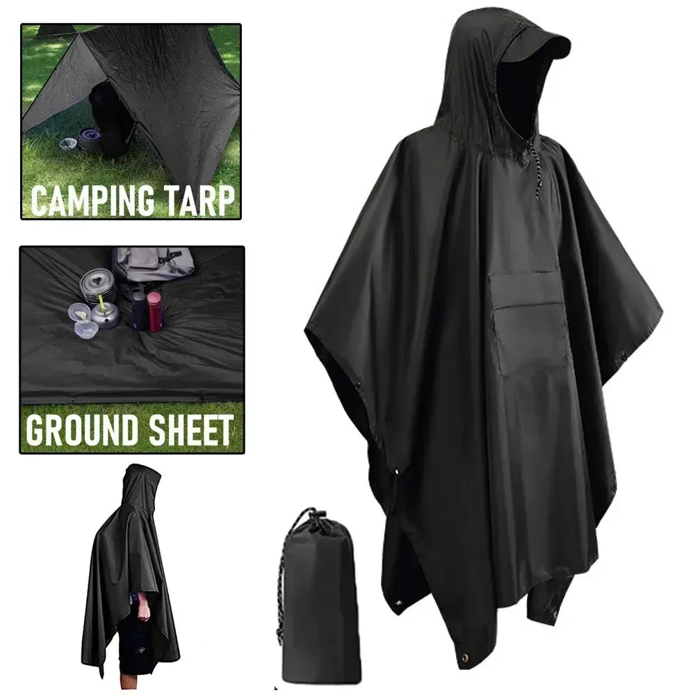 3 in 1 Waterproof Rain Poncho for Outdoor Activities
