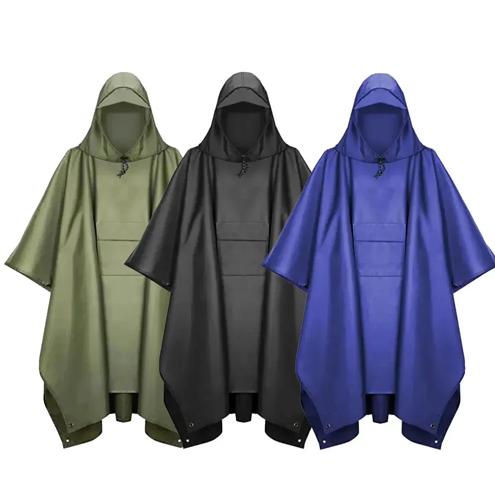 3 in 1 Waterproof Rain Poncho for Outdoor Activities