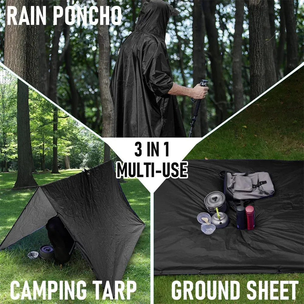 3 in 1 Waterproof Rain Poncho for Outdoor Activities