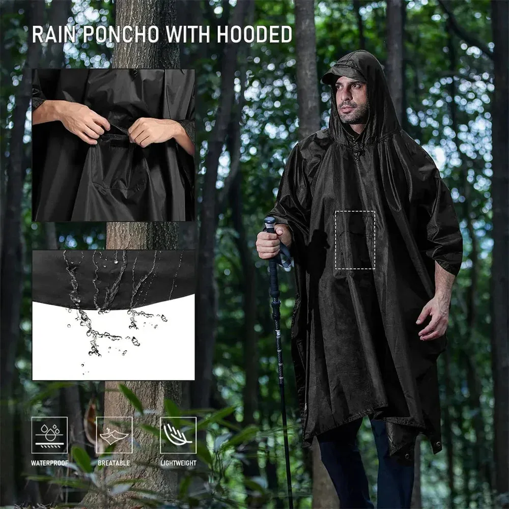 3 in 1 Waterproof Rain Poncho for Outdoor Activities