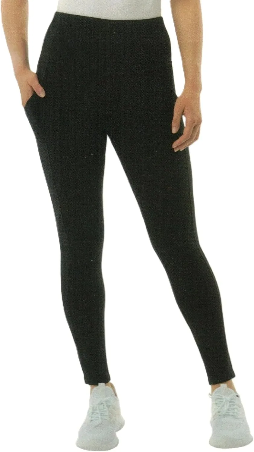 32 Degrees Cool Women's Side Pockets Ribbed Leggings (US, Alpha, Medium, Regular, Regular, Black)