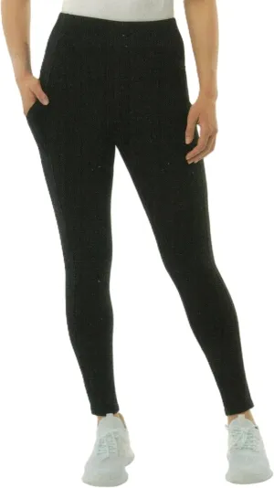32 Degrees Cool Women's Side Pockets Ribbed Leggings (US, Alpha, Medium, Regular, Regular, Black)