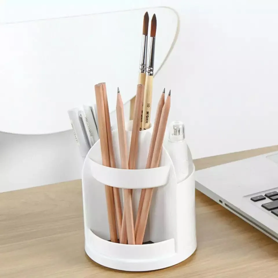 360˚ Degree Rotatable Desktop Pen Organizer, 3 Slots Spinning Pencil Pen Desk Organizers, Creative Pen Pencil Holder, Makeup Storage Container