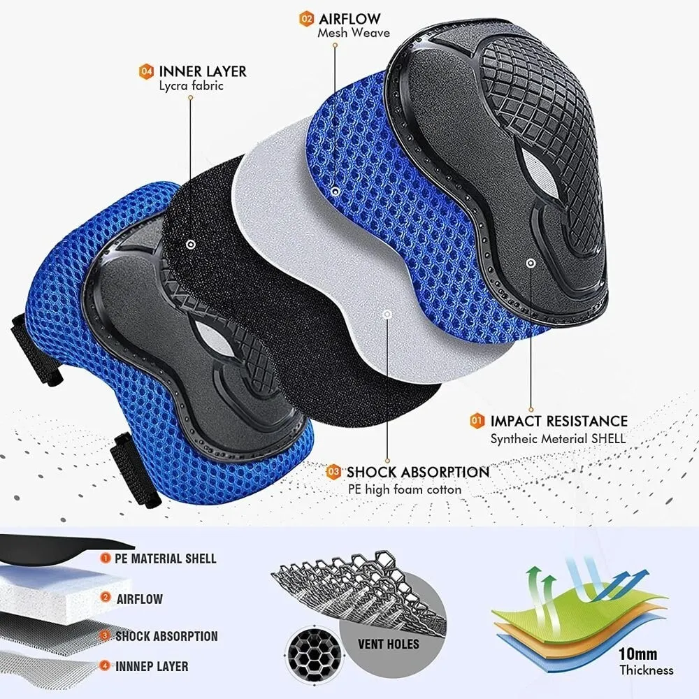 6 in 1 Kids/youth Protective Gear Set Knee Elbow Pads Wrist Guard Protector