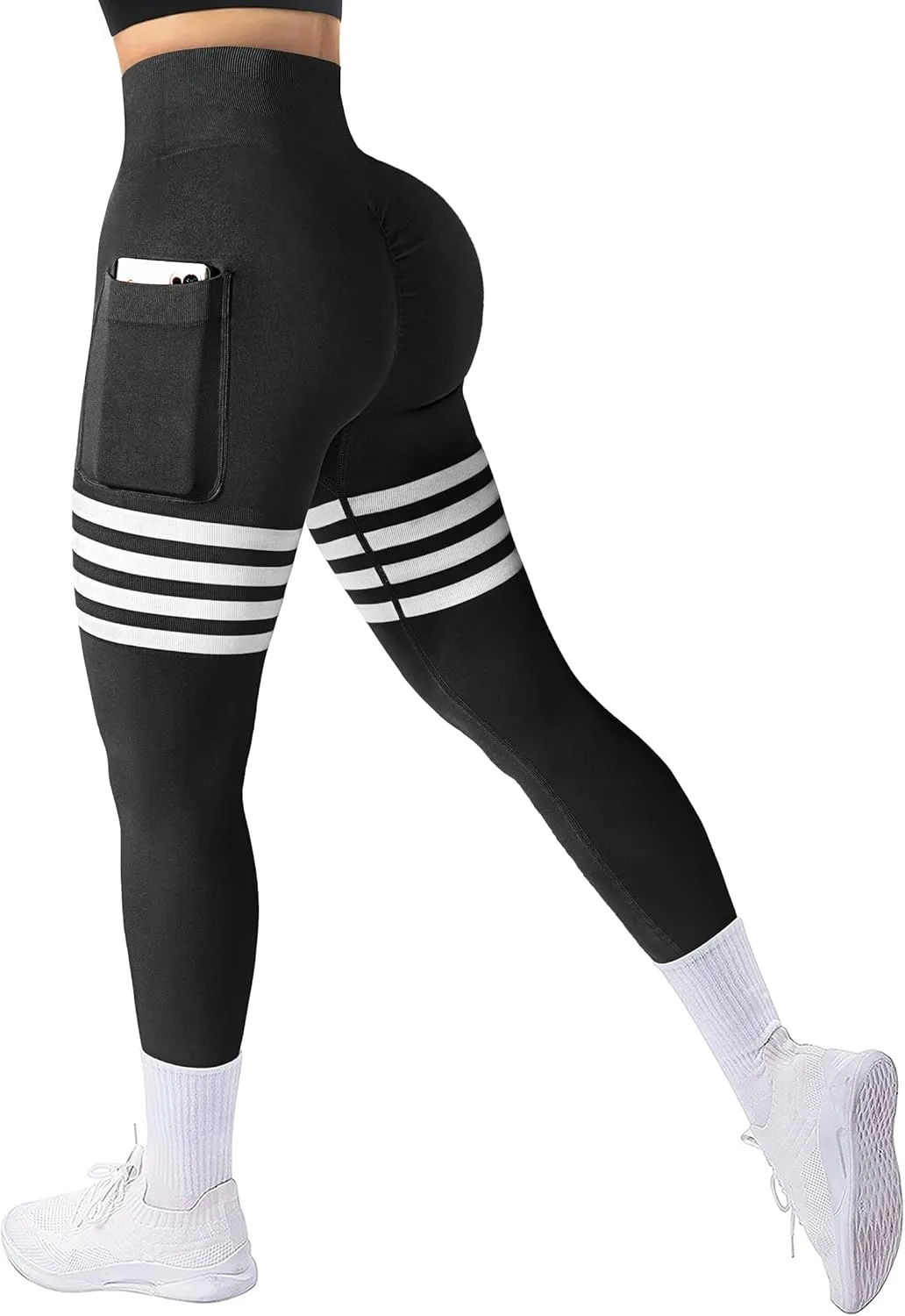 A AGROSTE Seamless Workout Leggings for Women Scrunch Butt Lifting Leggings Booty High Waisted Yoga Pants