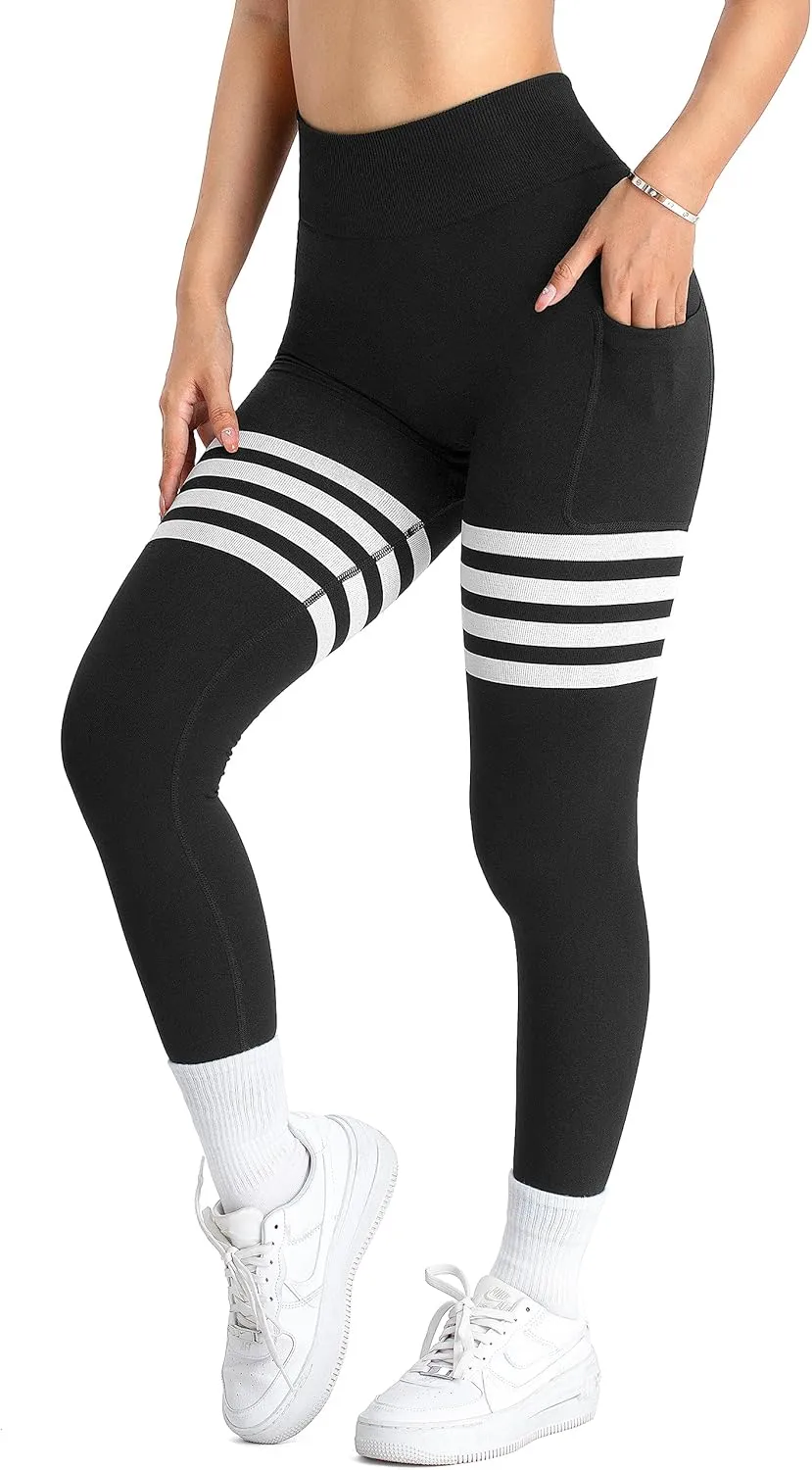 A AGROSTE Seamless Workout Leggings for Women Scrunch Butt Lifting Leggings Booty High Waisted Yoga Pants