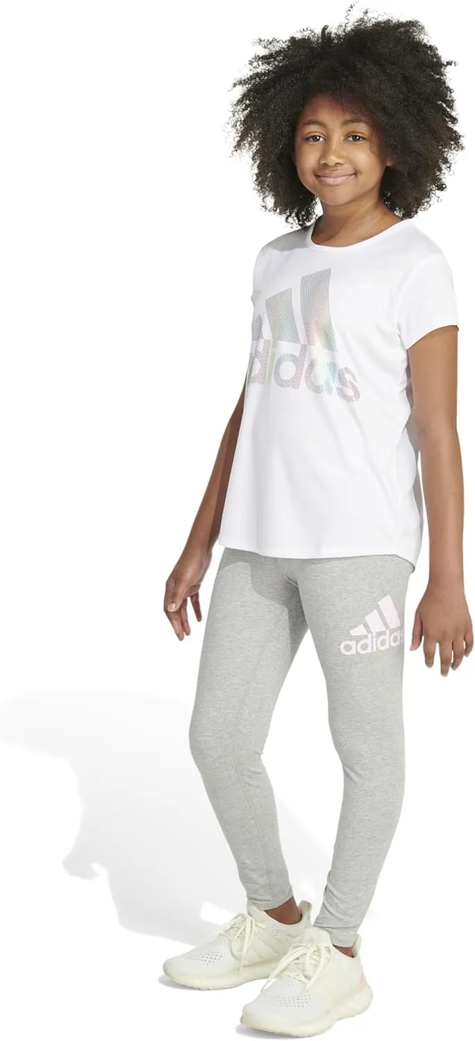 adidas Girls' Essential Sportswear Logo Fitted Legging