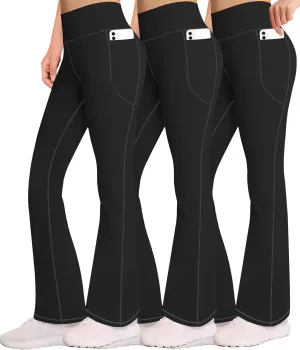AENLLEY Girls Stretchy Flare Yoga Pants with Pockets - High Waisted Wide Leg Activewear Leggings for Kids