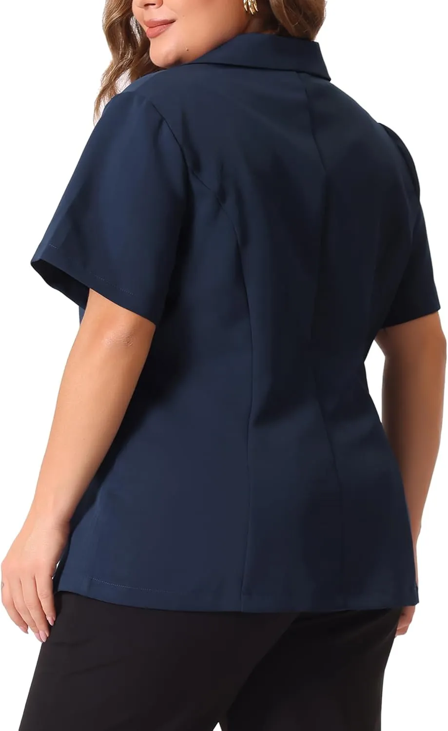 Agnes Orinda Plus Size Casual Blazers for Women Short Sleeve Notched Lapel Button Work Office Blazer Suit Jacket