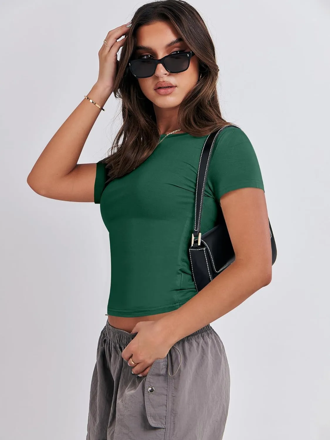 ANRABESS Womens 3 Pack Short Sleeve Shirts 2025 Crop Tops Tight Fitted Basic Tees Workout T Shirts Y2k Clothes Summer Outfit