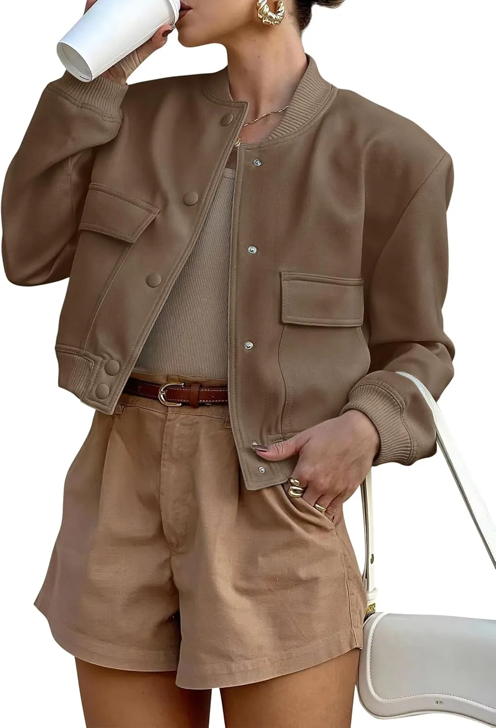 ANRABESS Womens Bomber Jacket Button Cropped Casual Varsity Jackets Shackets Fall Trendy Fashion Travel Outfits with Pockets