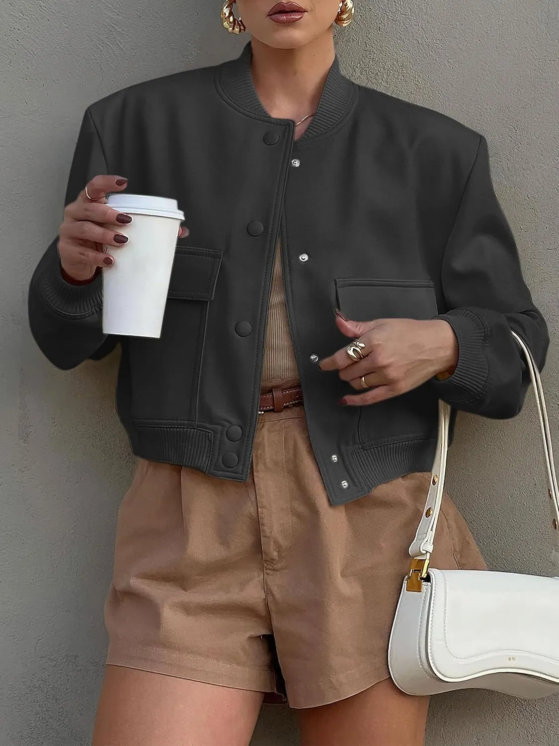 ANRABESS Womens Bomber Jacket Button Cropped Casual Varsity Jackets Shackets Fall Trendy Fashion Travel Outfits with Pockets