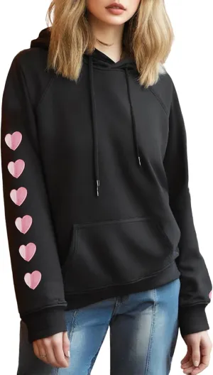 Argeousgor Women Y2k Graphic Print Hoodies Teen Girls Pullover Sweatshirt Long Sleeve Crewneck Aesthetic Loose Fit Top