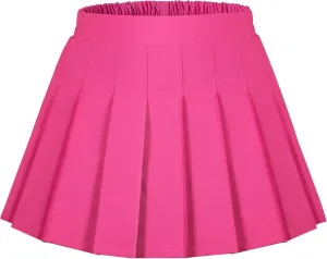 Auranso Girls Pleated Skirt Kids Tennis Elastic Waist Uniform Plaid Skirt 4-14 Y