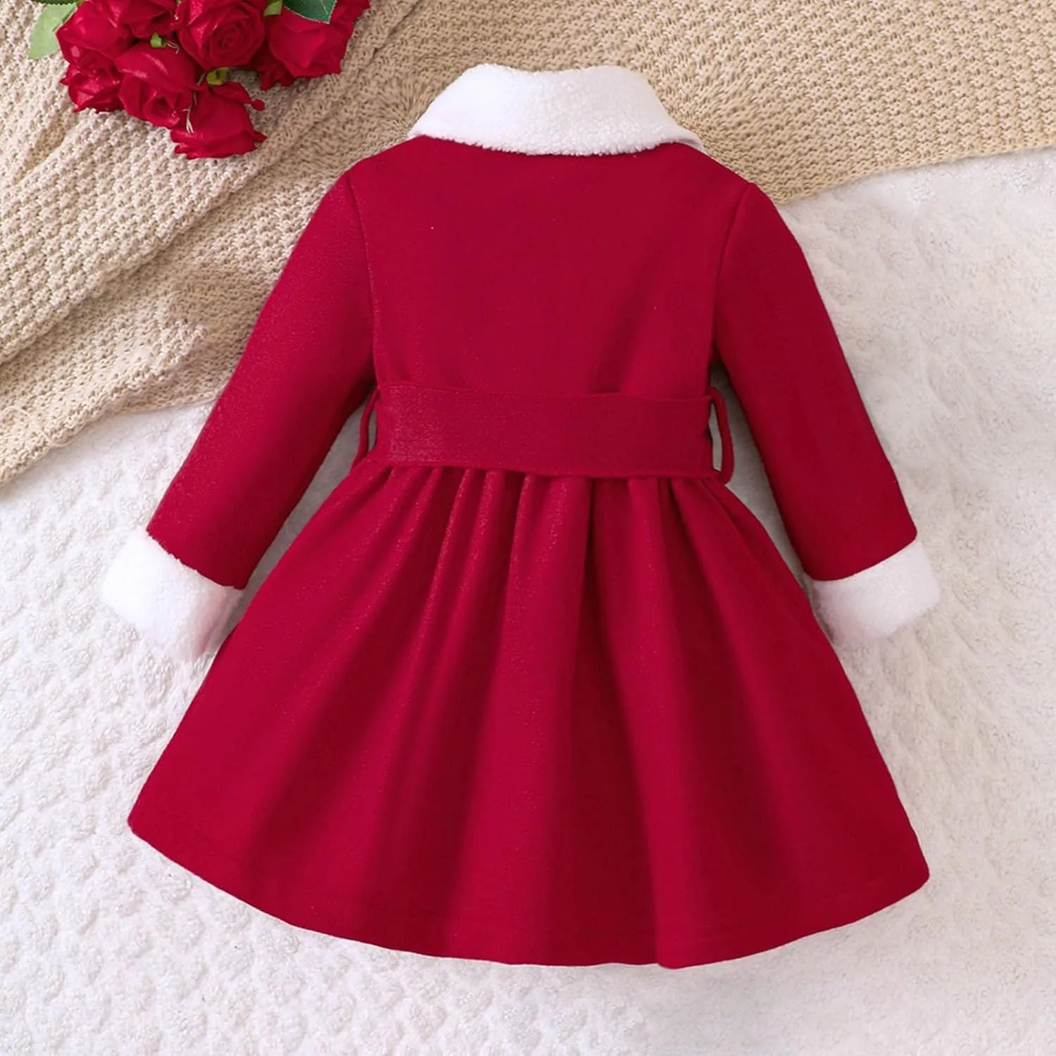 Baby Girls' and Toddler Dress Coat Kids Winter Warm Fleece Jackets Sweatshirt Trench Coat with Belt Children's