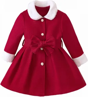 Baby Girls' and Toddler Dress Coat Kids Winter Warm Fleece Jackets Sweatshirt Trench Coat with Belt Children's