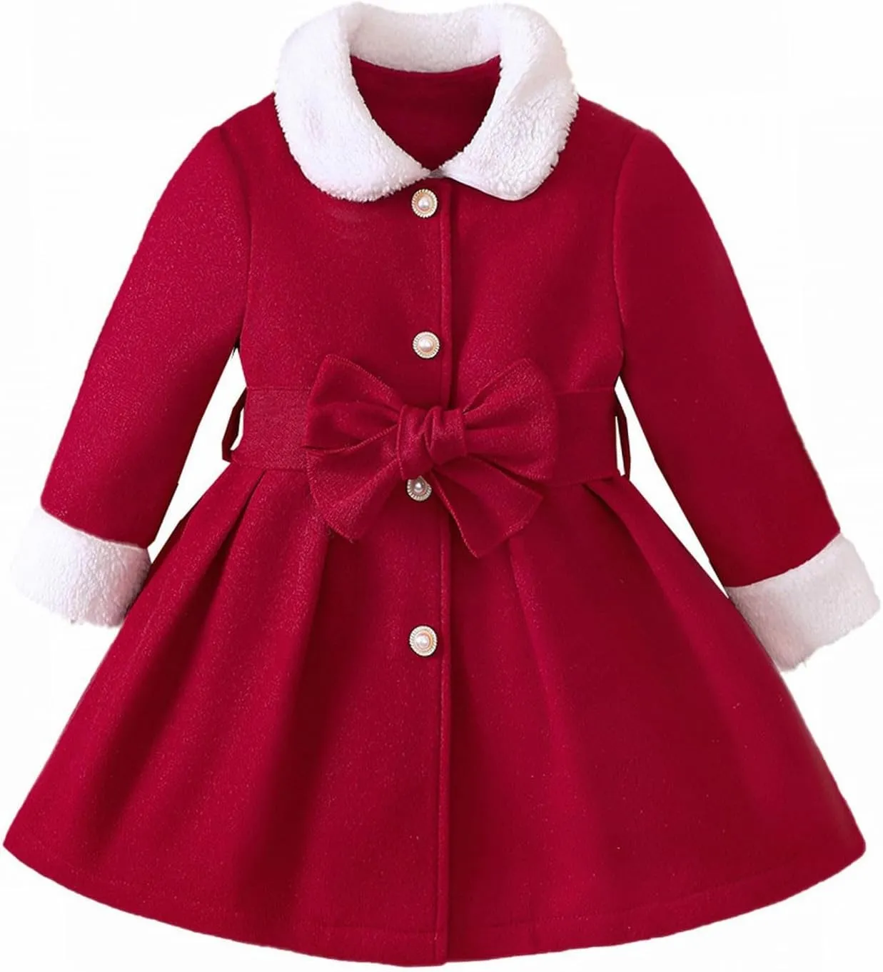 Baby Girls' and Toddler Dress Coat Kids Winter Warm Fleece Jackets Sweatshirt Trench Coat with Belt Children's