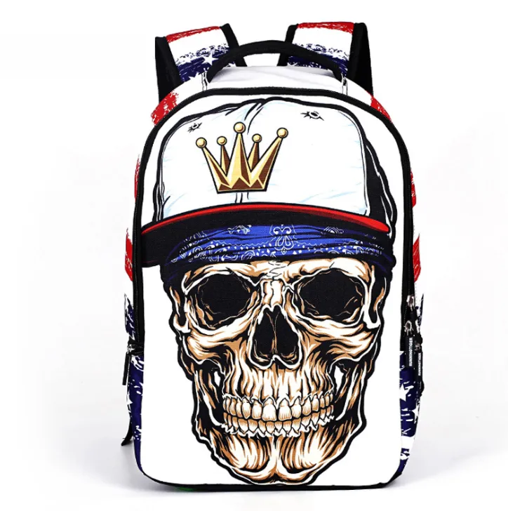 Back To School -  3D Skull Punk Rock Laptop Backpack