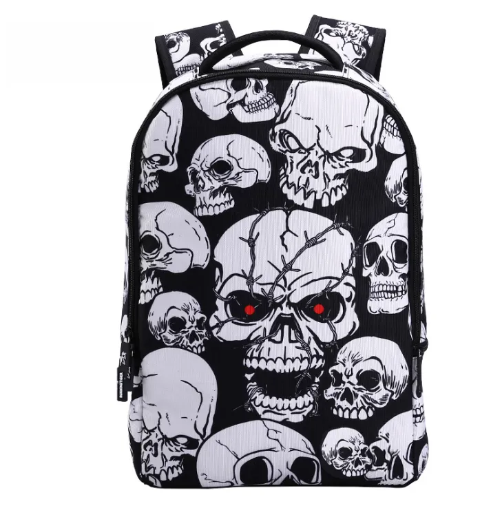 Back To School -  3D Skull Punk Rock Laptop Backpack