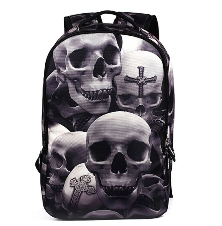 Back To School -  3D Skull Punk Rock Laptop Backpack