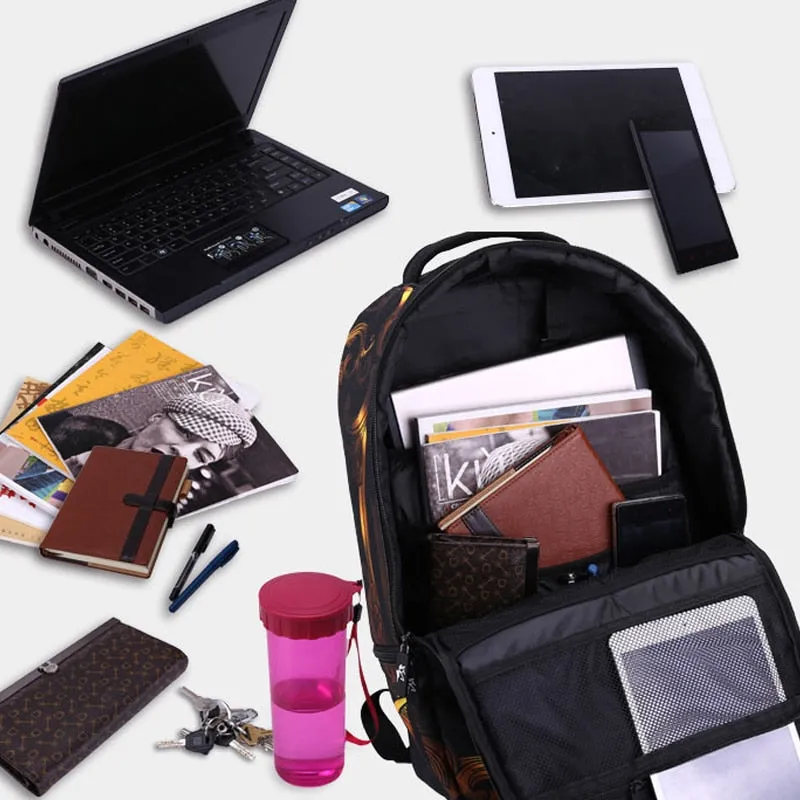 Back To School -  3D Skull Punk Rock Laptop Backpack