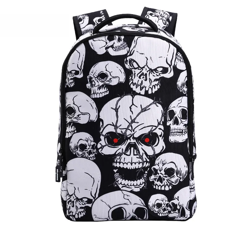 Back To School -  3D Skull Punk Rock Laptop Backpack