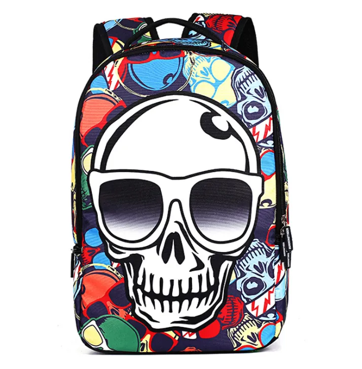 Back To School -  3D Skull Punk Rock Laptop Backpack