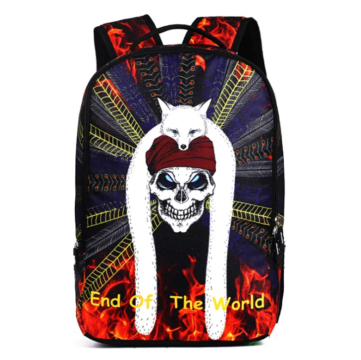 Back To School -  3D Skull Punk Rock Laptop Backpack