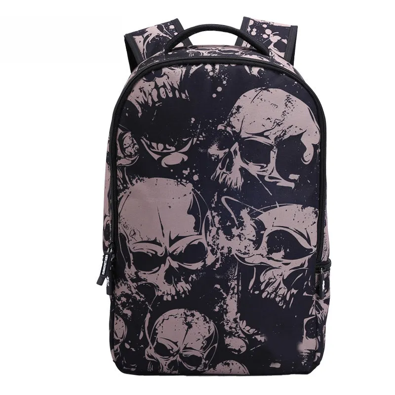 Back To School -  3D Skull Punk Rock Laptop Backpack