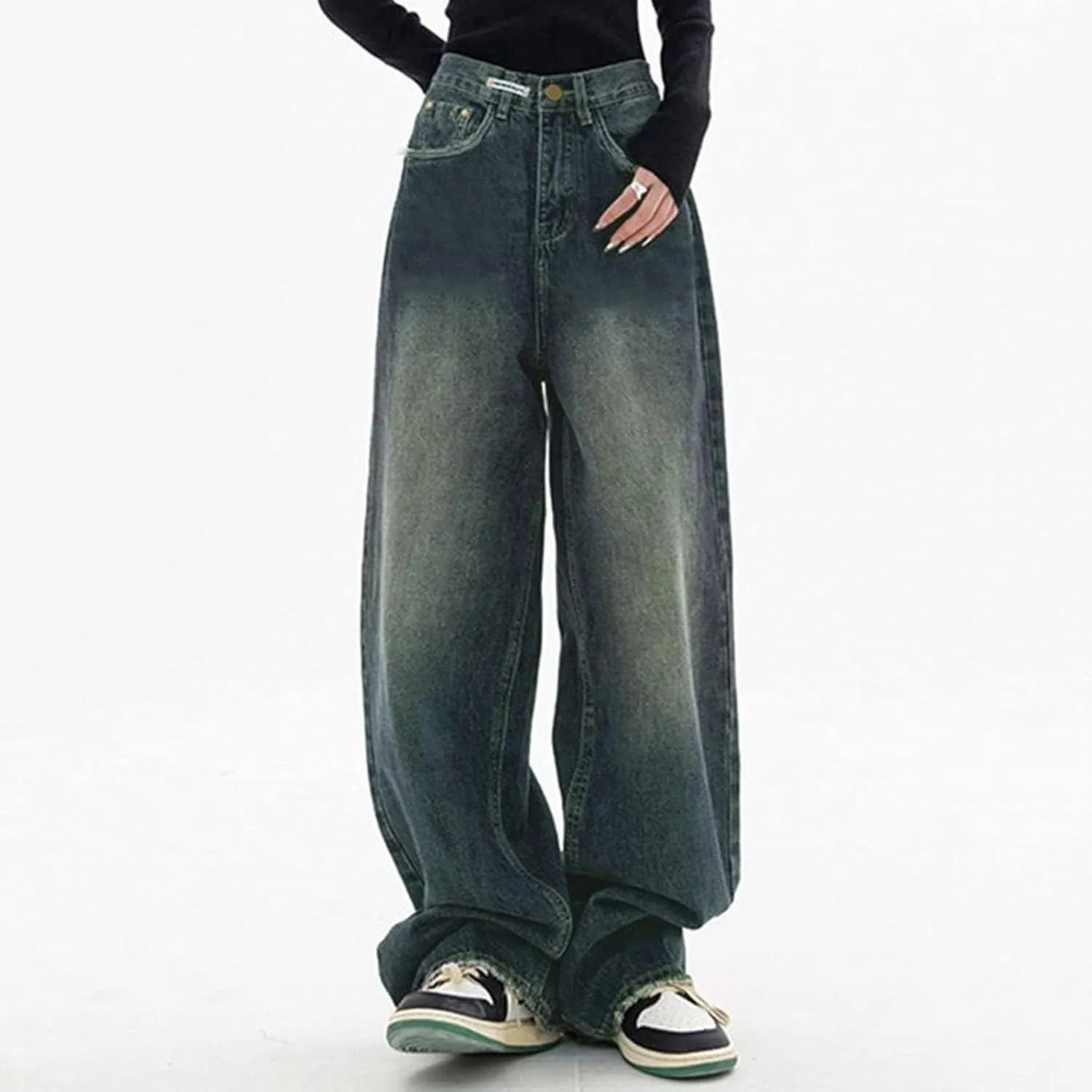Baggy Jeans for Women Y2K Streetwear Pants Vintage Low Rise Jeans Aesthetic Clothing Teen Girls Hiphop Jeans