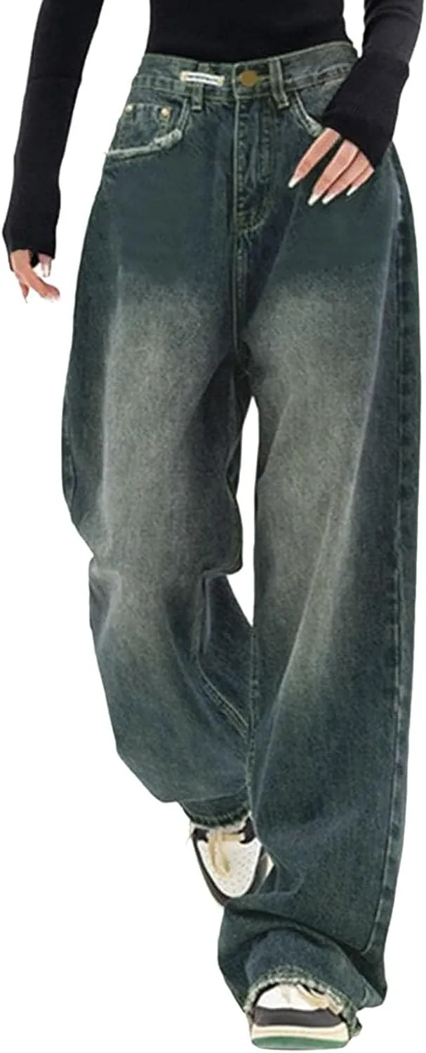Baggy Jeans for Women Y2K Streetwear Pants Vintage Low Rise Jeans Aesthetic Clothing Teen Girls Hiphop Jeans