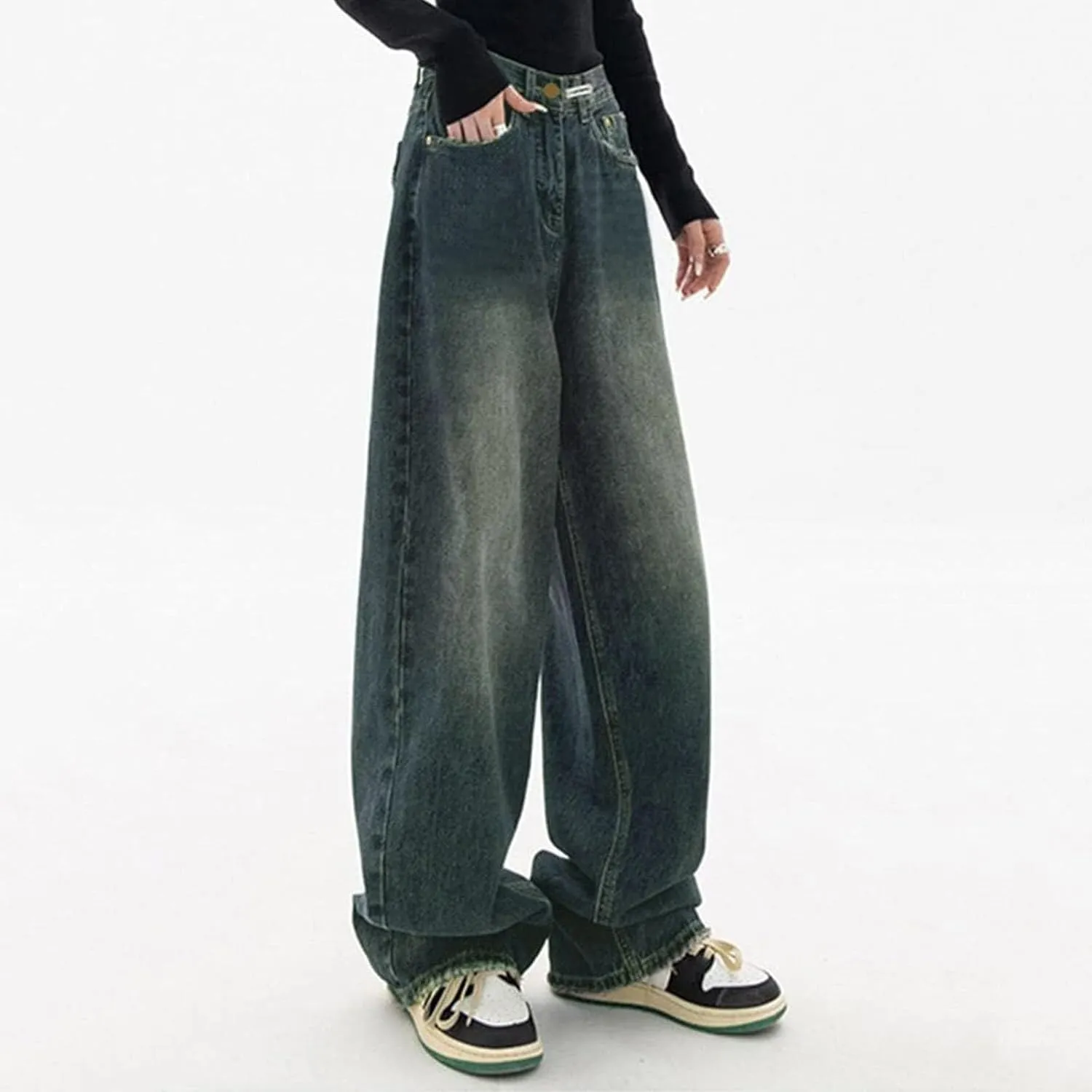 Baggy Jeans for Women Y2K Streetwear Pants Vintage Low Rise Jeans Aesthetic Clothing Teen Girls Hiphop Jeans
