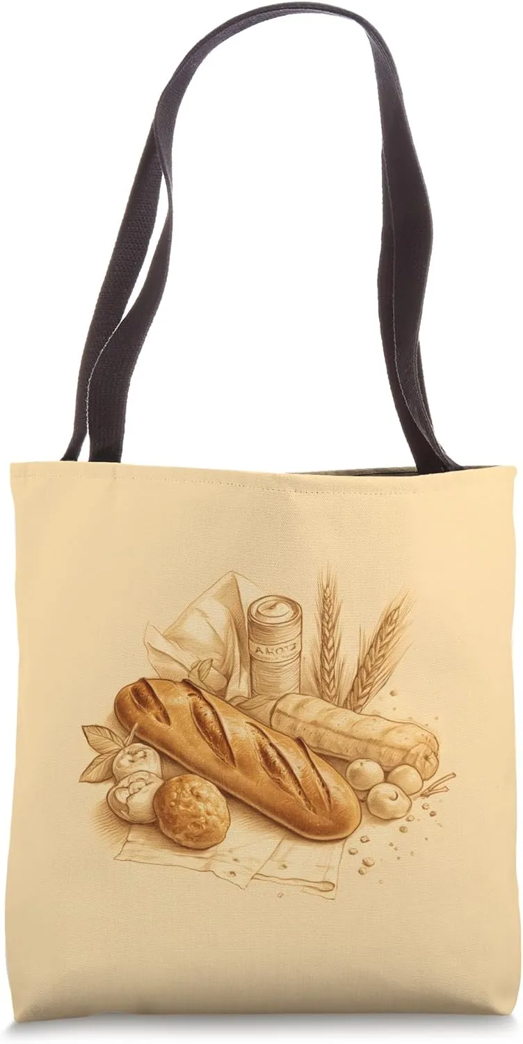 Baguette Food Lover Unique Drawing Vintage Men Women Tote Bag