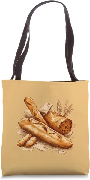 Baguette Food Lover Unique Drawing Vintage Men Women Tote Bag