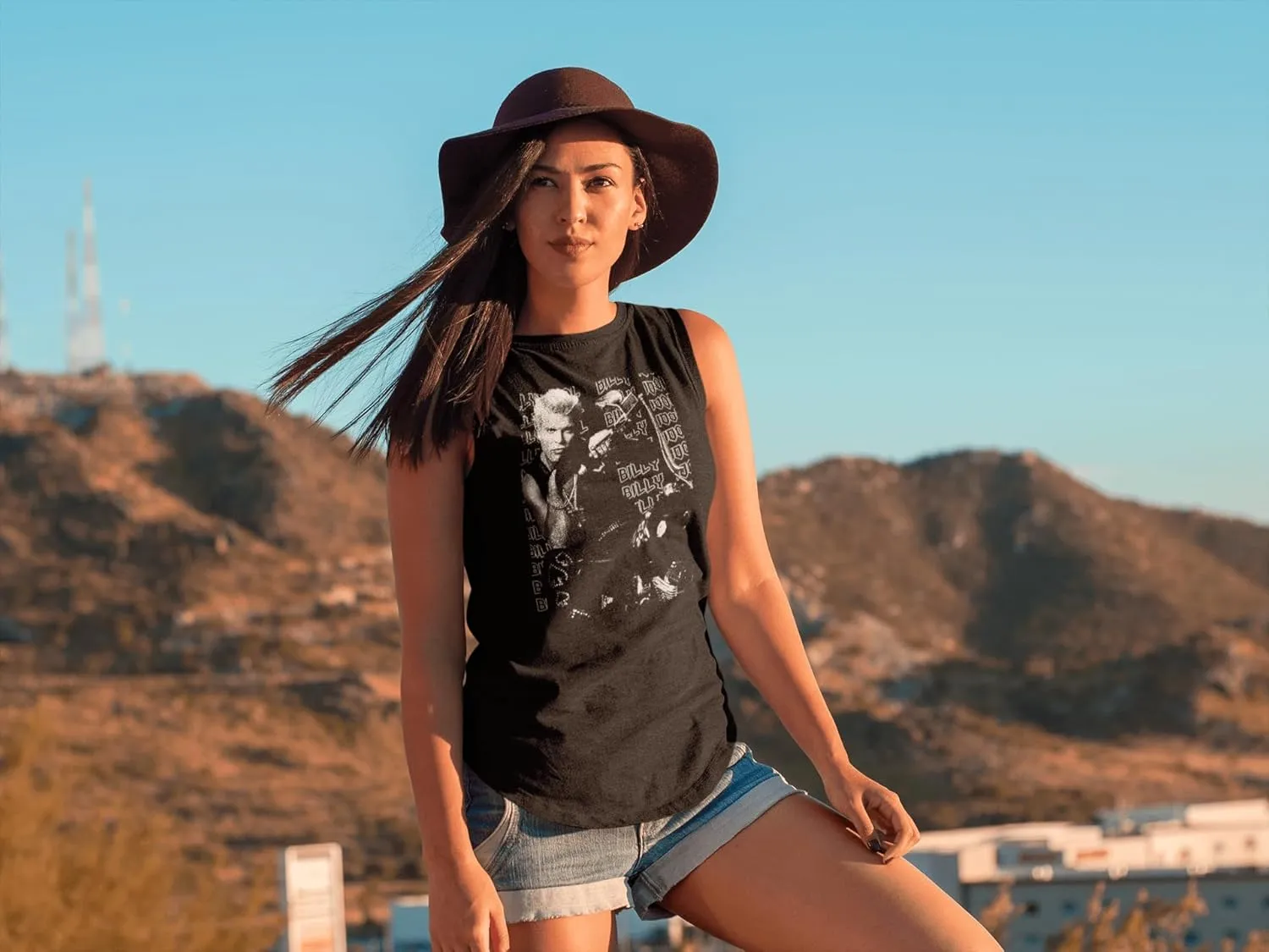 Billy Idol T Shirt Motorcycle Photo Womens Sleeveless Muscle Tank Top 80s Music Womens Summer Tops