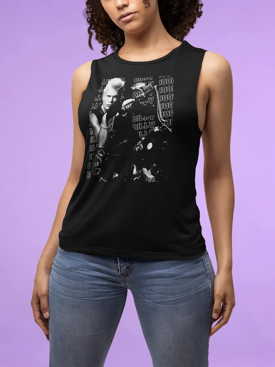 Billy Idol T Shirt Motorcycle Photo Womens Sleeveless Muscle Tank Top 80s Music Womens Summer Tops