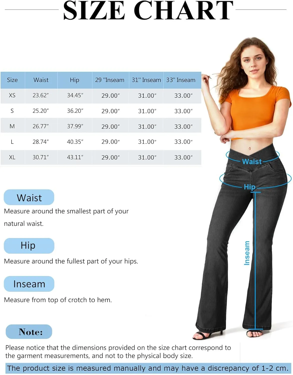 BlueRose Flare Jean Leggings for Women,Bell Bottom Jeans for Women Knit Crossover High Waisted Bootcut Jean