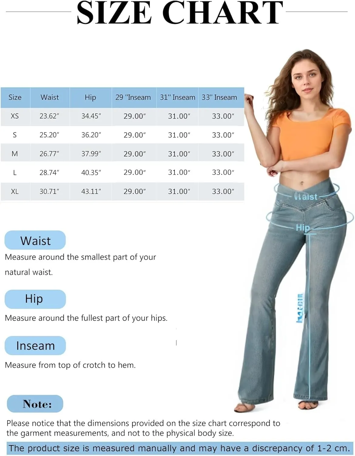 BlueRose Flare Jean Leggings for Women,Bell Bottom Jeans for Women Knit Crossover High Waisted Bootcut Jean