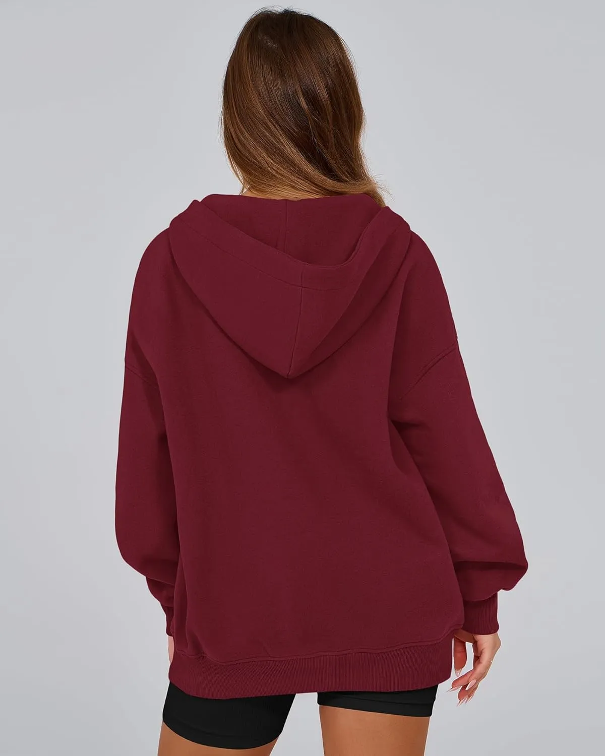 BTFBM Women's Oversized Hoodies Casual Fleece Long Sleeve V Neck Sweatshirts 2025 Trendy Spring Outfits Fall Clothes