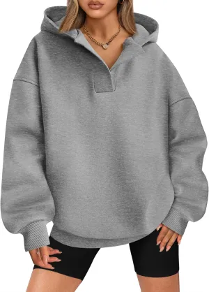BTFBM Women's Oversized Hoodies Casual Fleece Long Sleeve V Neck Sweatshirts 2025 Trendy Spring Outfits Fall Clothes