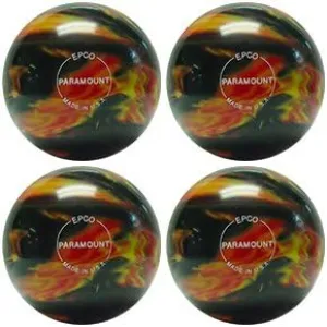 BuyBocceBalls Unique Package - EPCO Candlepin Bowling Ball- Marbleized - Black, Red & Yellow Four Ball
