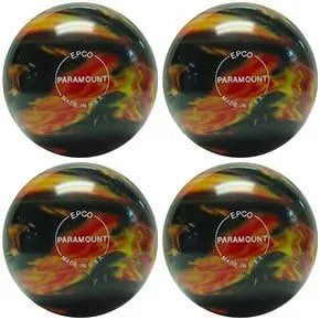 BuyBocceBalls Unique Package - EPCO Candlepin Bowling Ball- Marbleized - Black, Red & Yellow Four Ball