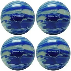BuyBocceBalls Unique Package - EPCO Candlepin Bowling Ball- Marbleized - Blue & White Four Ball
