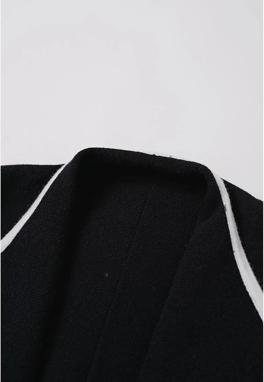 CHICWISH Women Contrast Edge Open Front Knit Cardigan Coat Lightweight Long Cardigans with Pockets